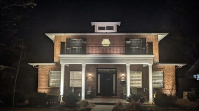 front of house lit up