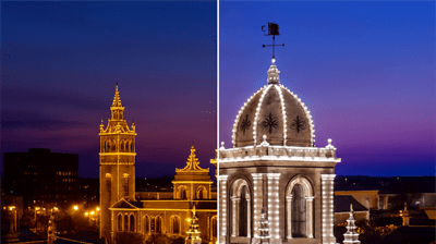 A side by side comparison of lighting types