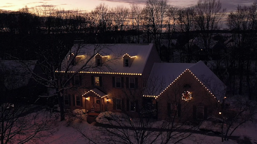 holiday lighting on exterior of a home