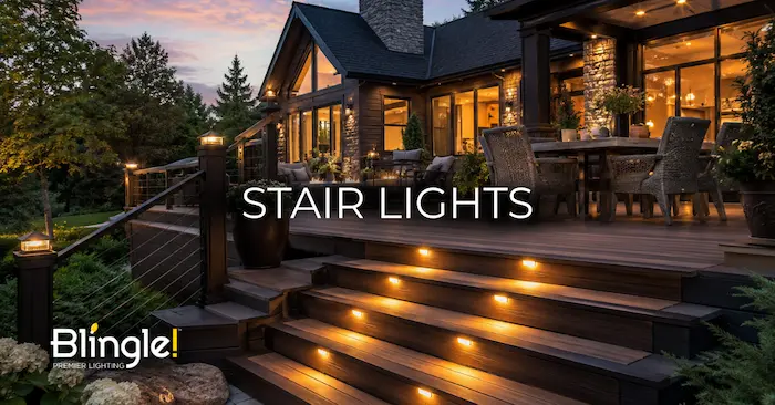 Solar stair lights on a luxury outdoor deck.