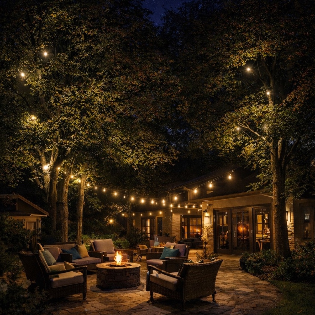 Rendering of moonlighting (downward facing lights in trees)