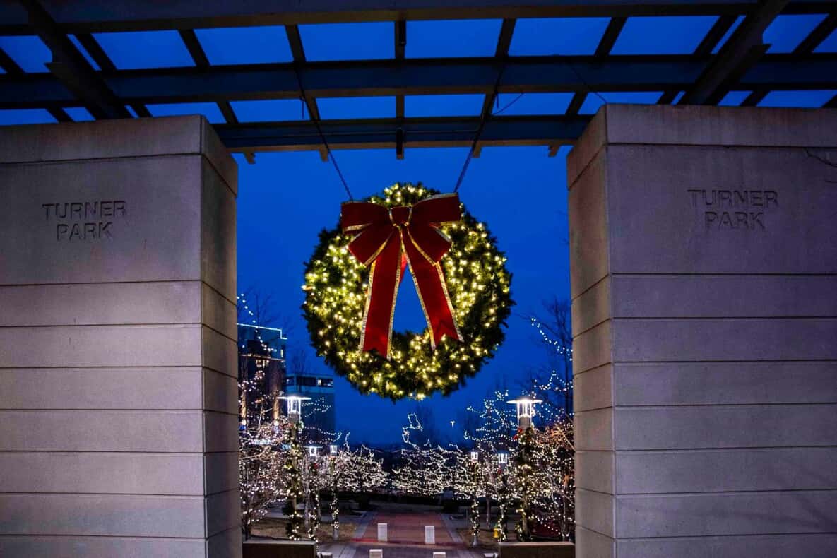 Christmas wreath in Turner Park