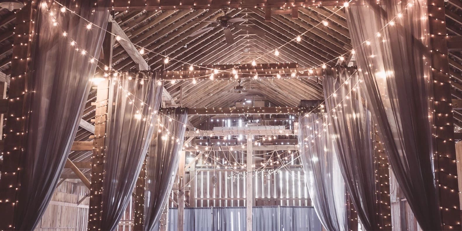 string lights hung on ceiling