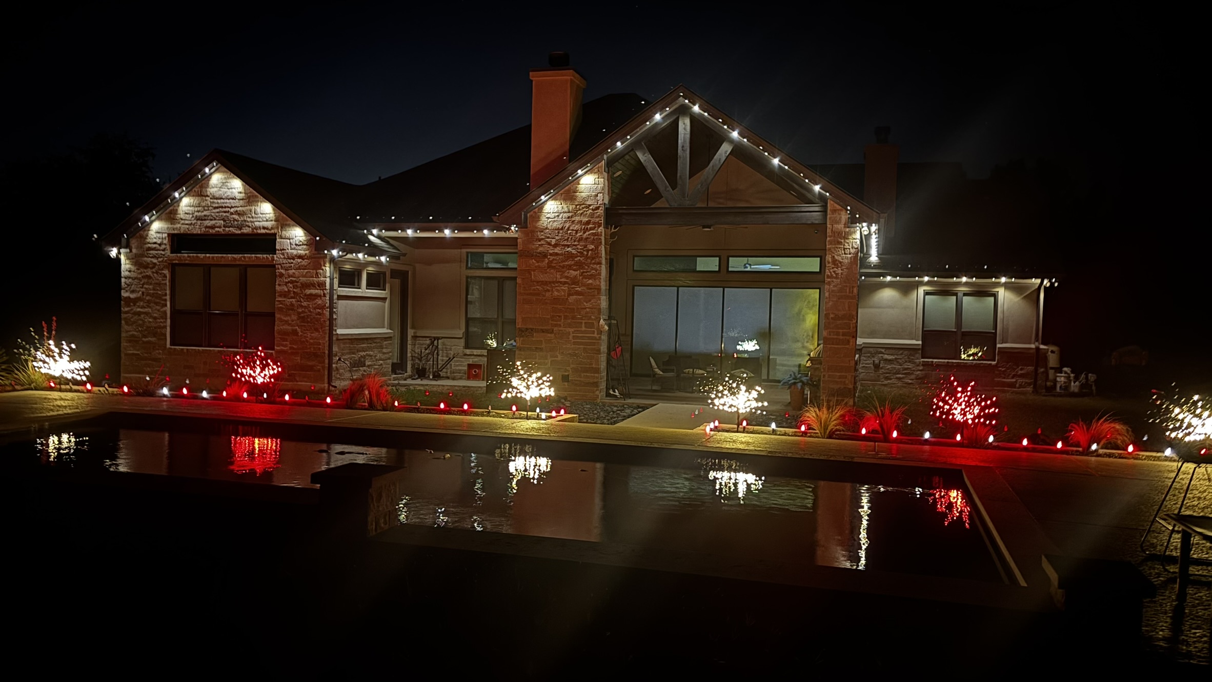 Christmas Lights around Pool