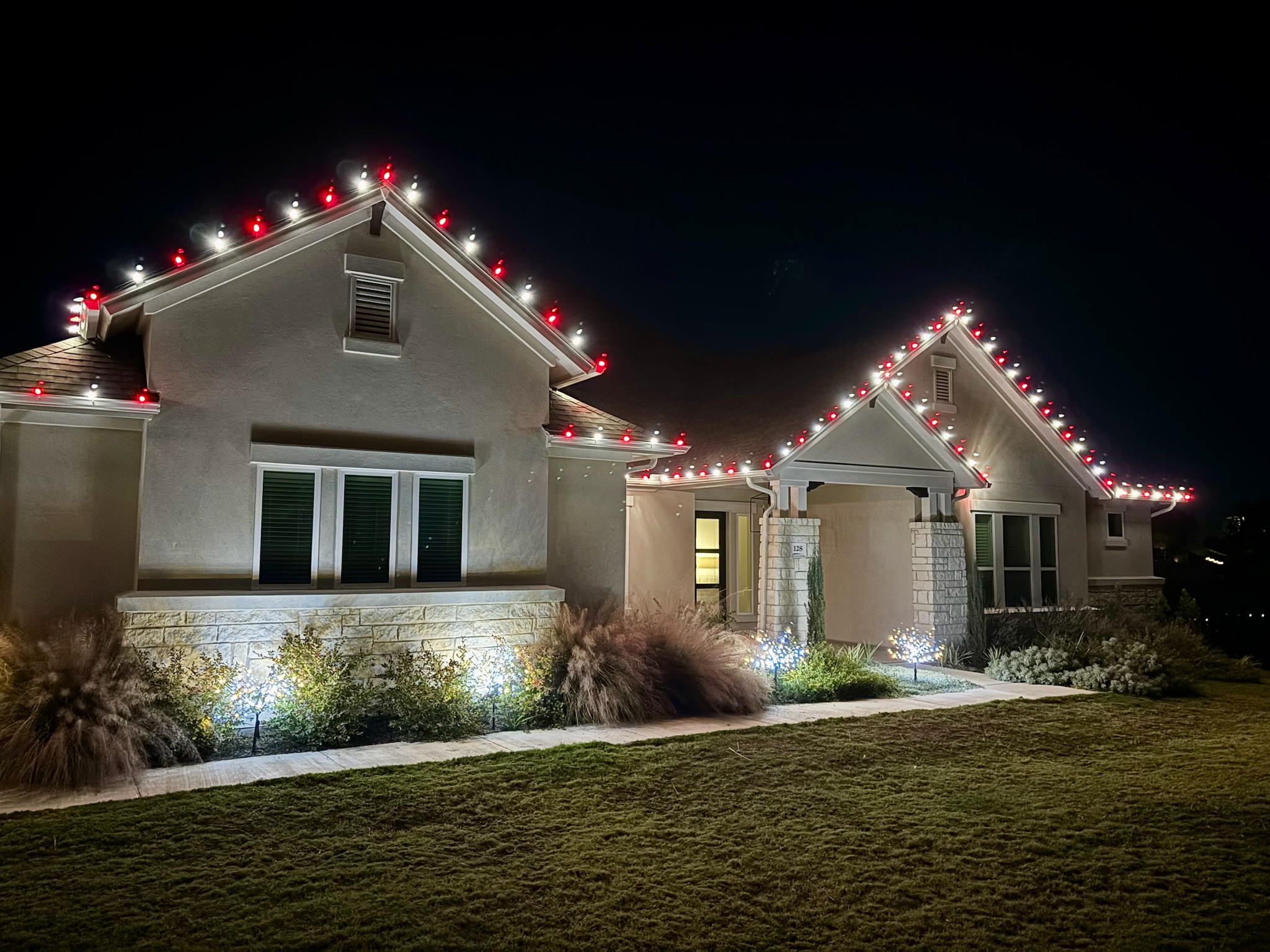 Candy Cane Christmas Lights with Glimmer Sprays