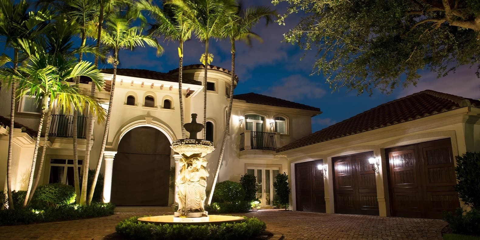 lit exterior of home