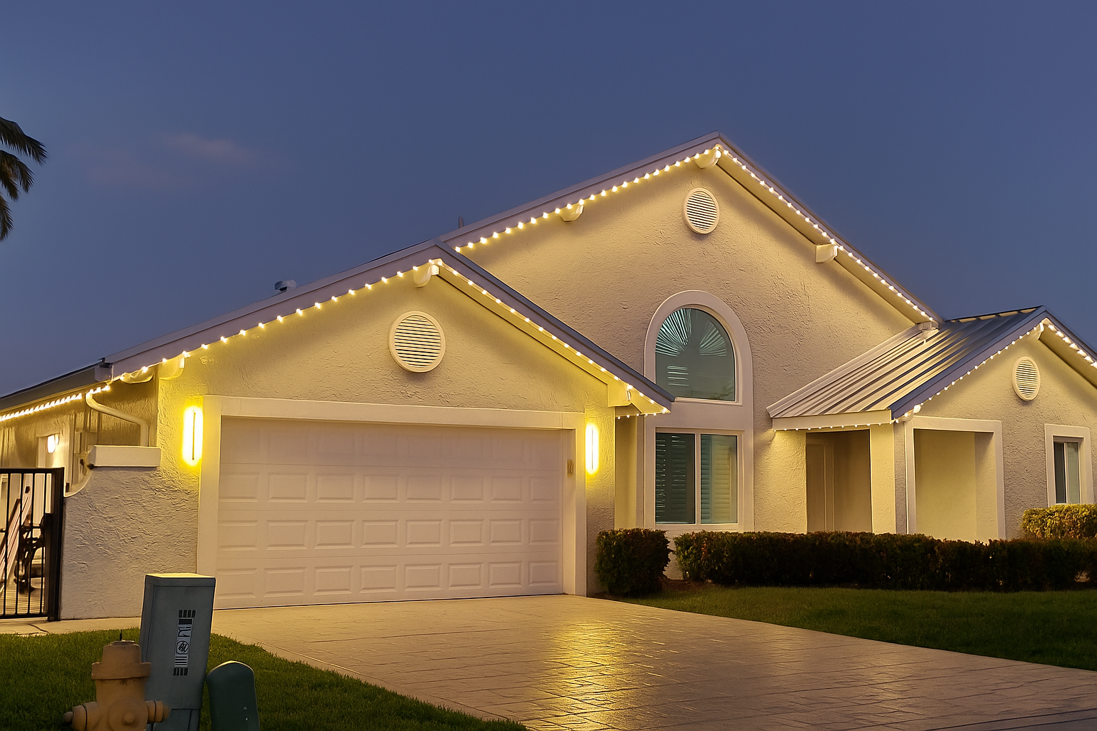 House with string lighting