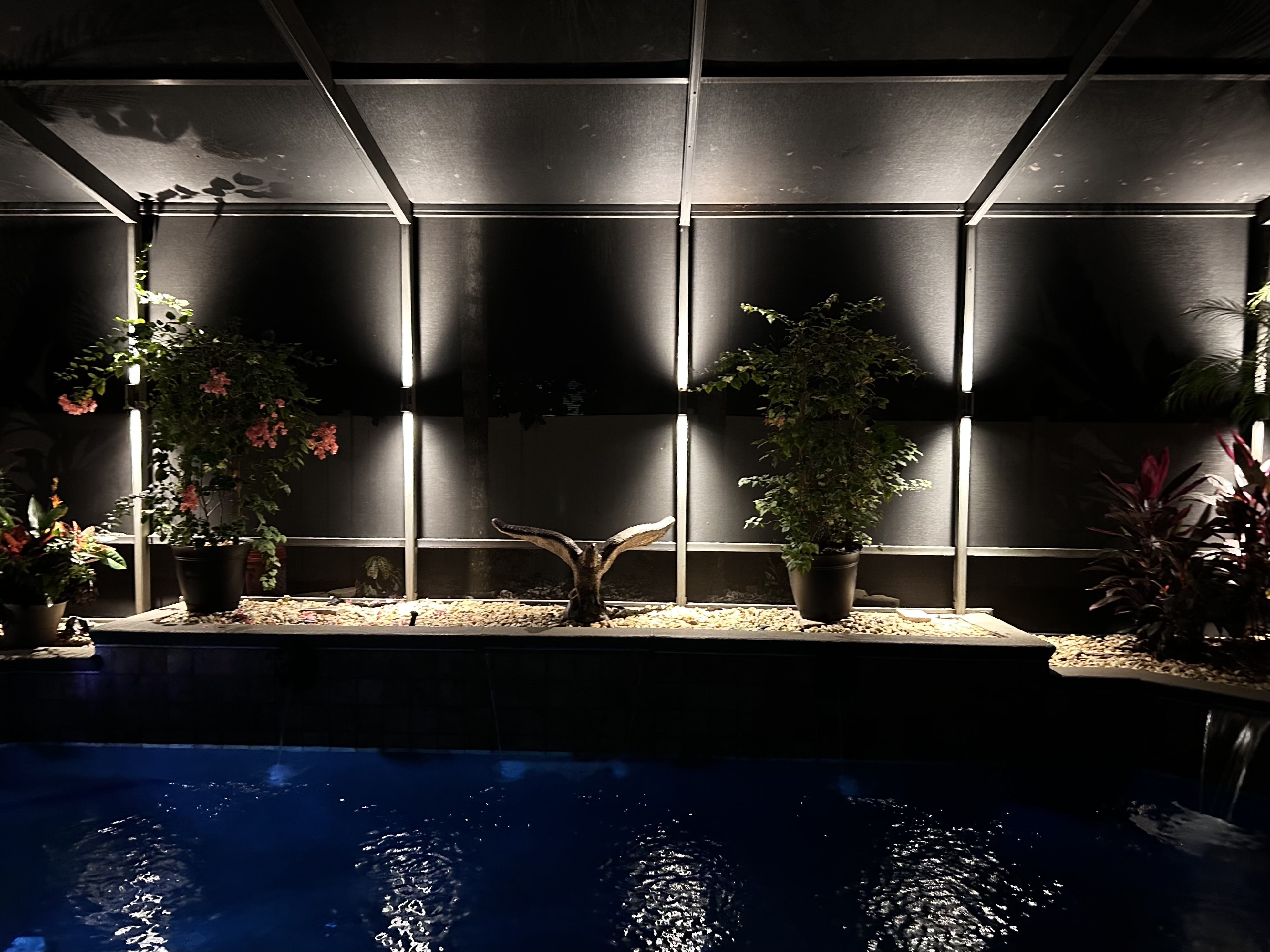 pool dock with lights