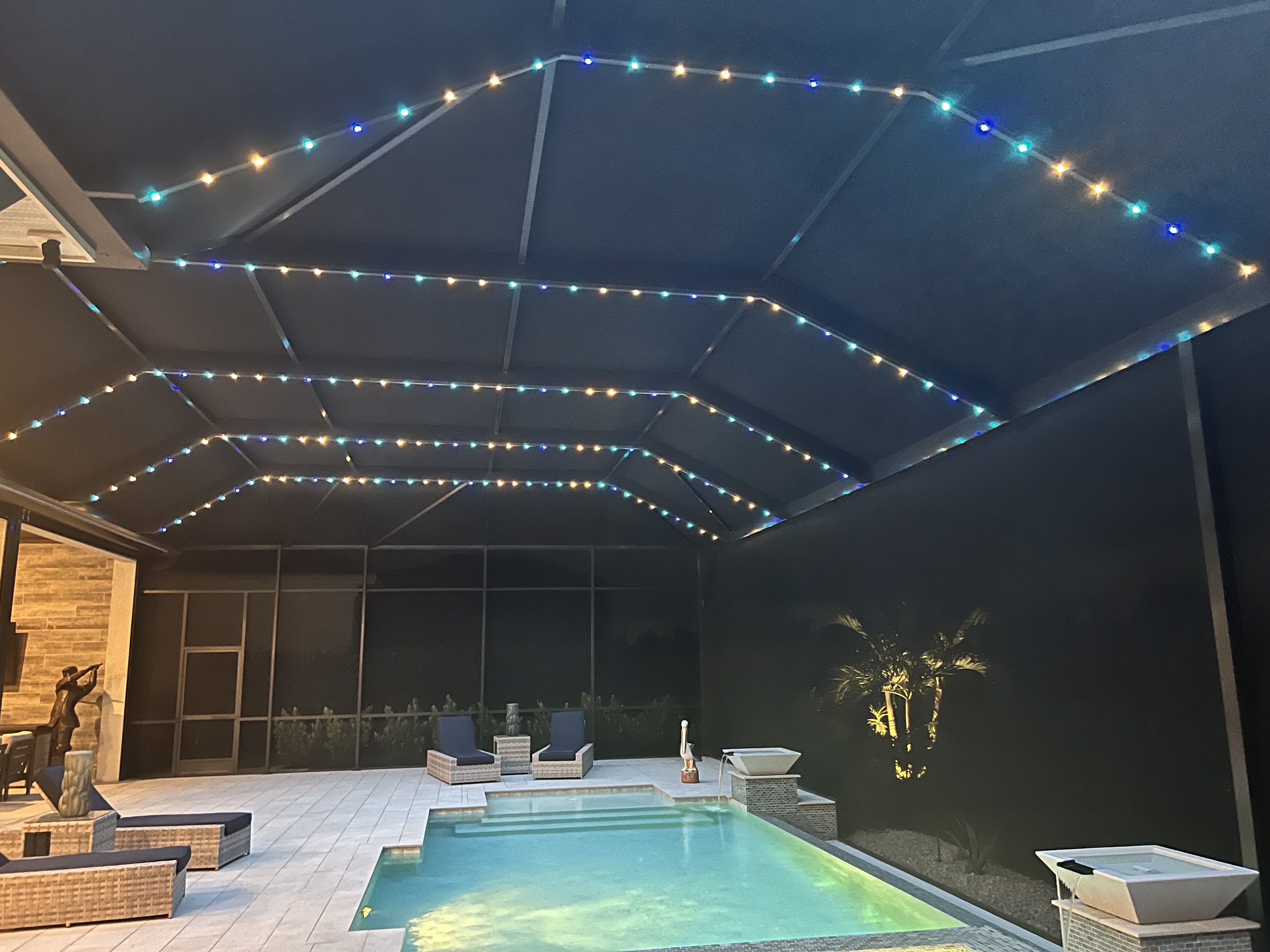 Pool Enclosure Lighting Beachside Setting